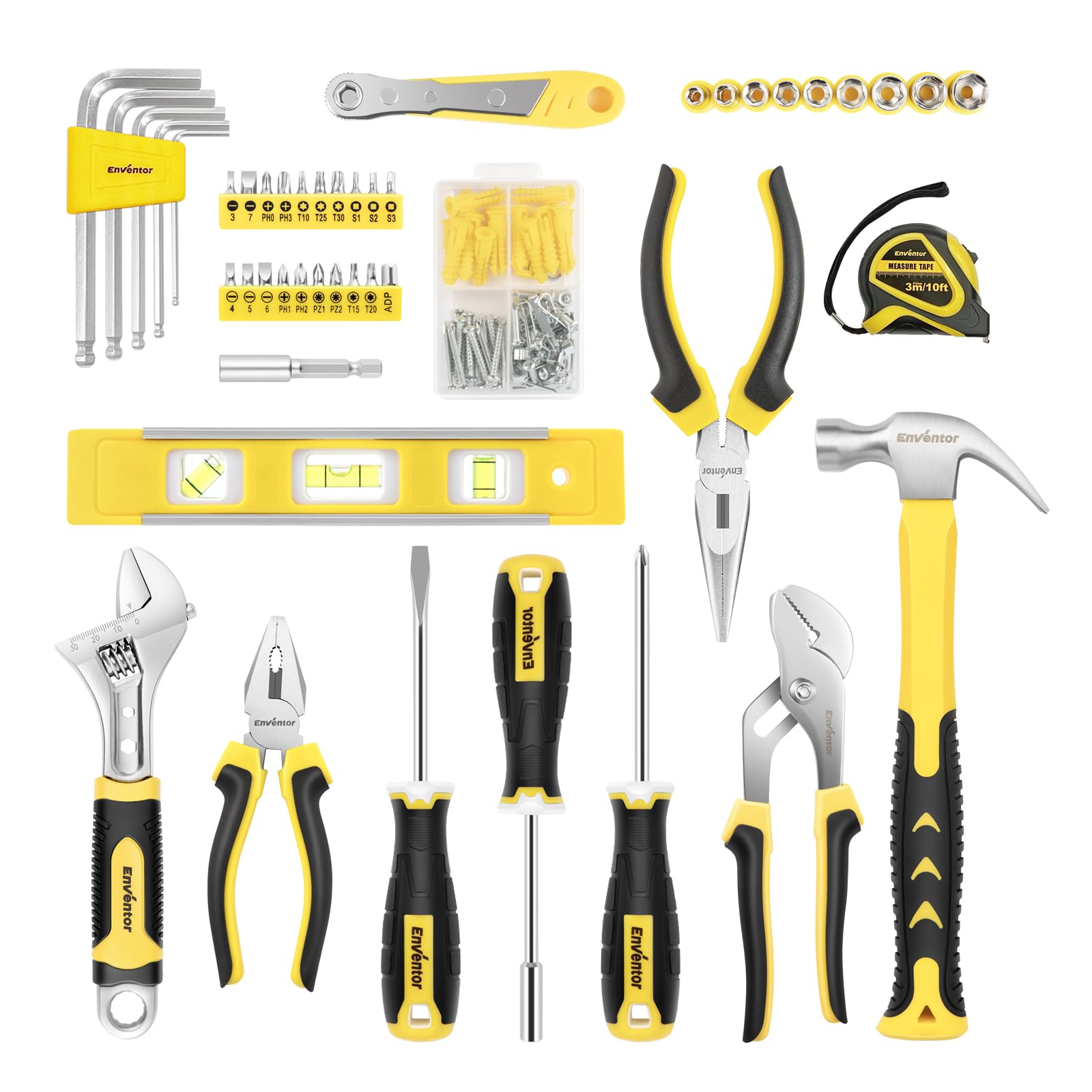 Enventor Tool Kit Set, 108PCS General Household Hand Tool Kit with Storage Toolbox, Small Tool Kits for Home